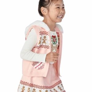 Gymboree Girls Size 10 Pink Holiday Vest & Skirt Gingerbread Outfit Christmas